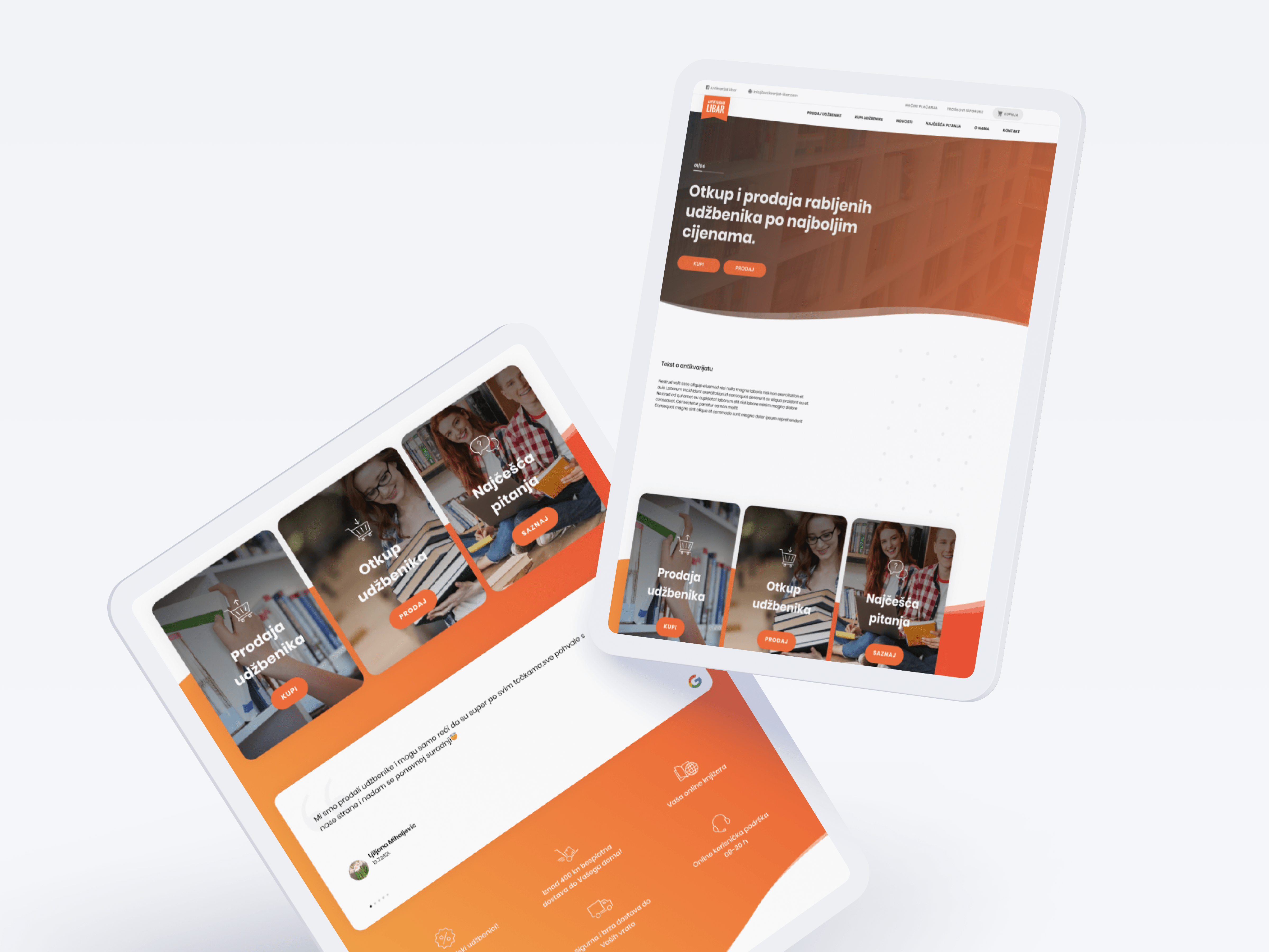 A mockup of Libar webshop on a tablet