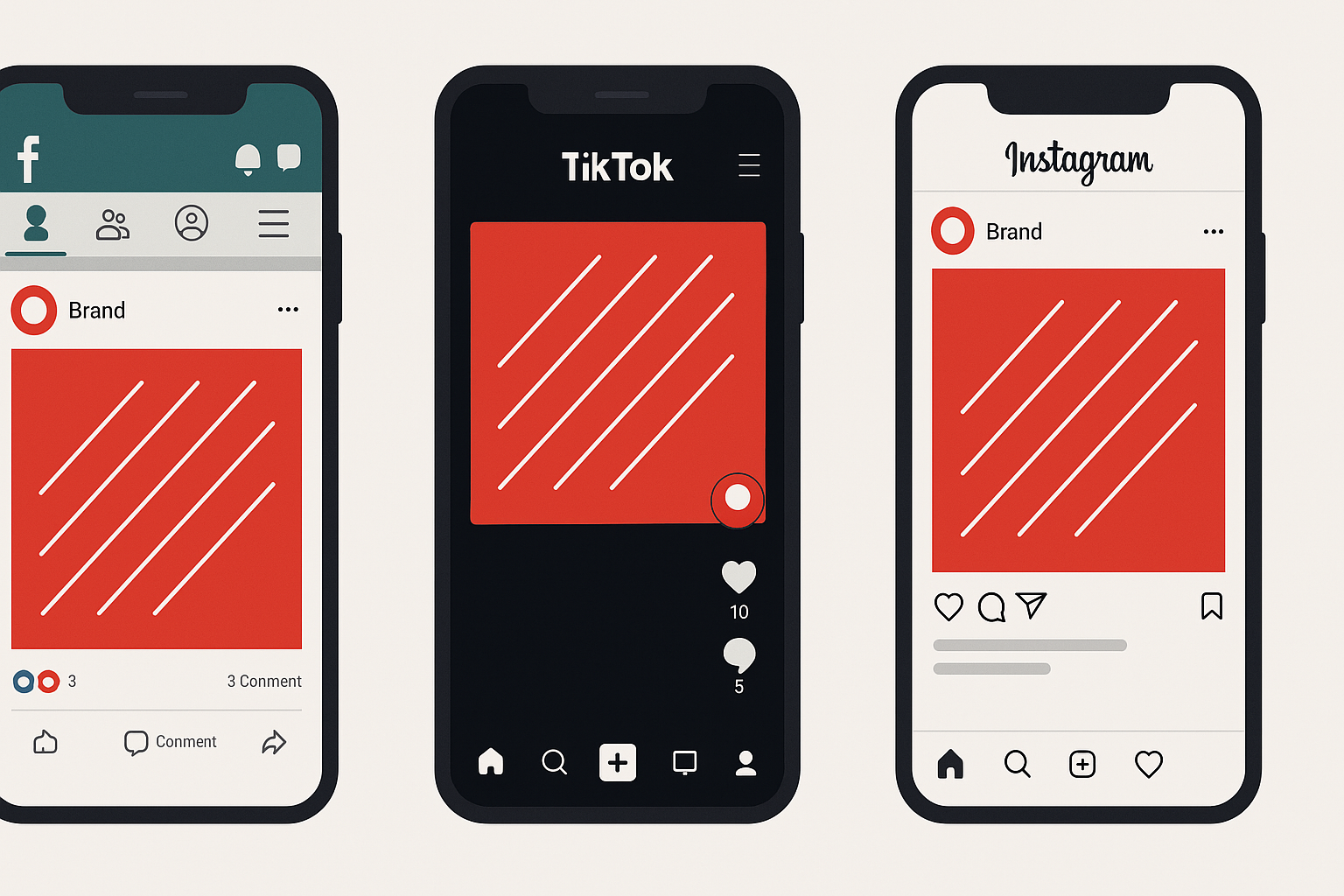 An image showing brand consistency across multiple social media channels. 